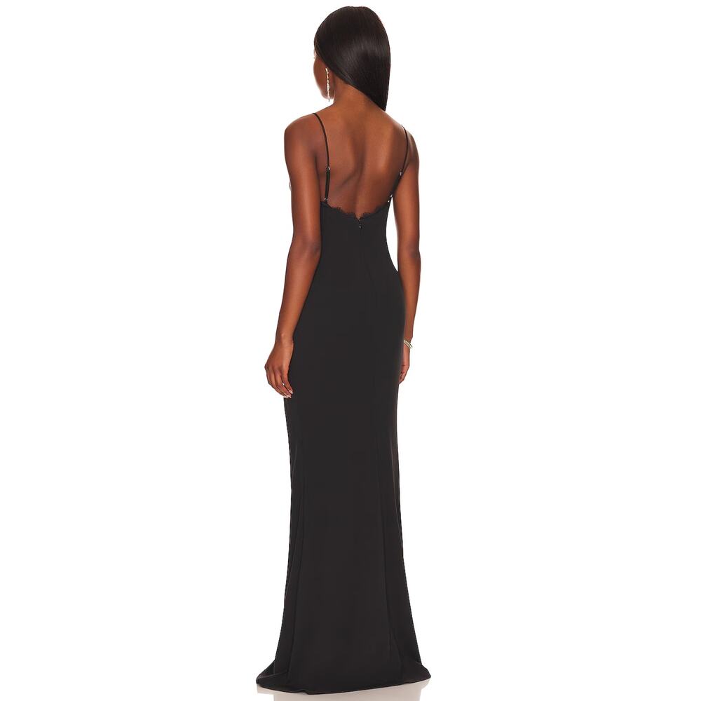 Katie May Saylor Feathered V-Neck Gown Black - Picture 4 of 8